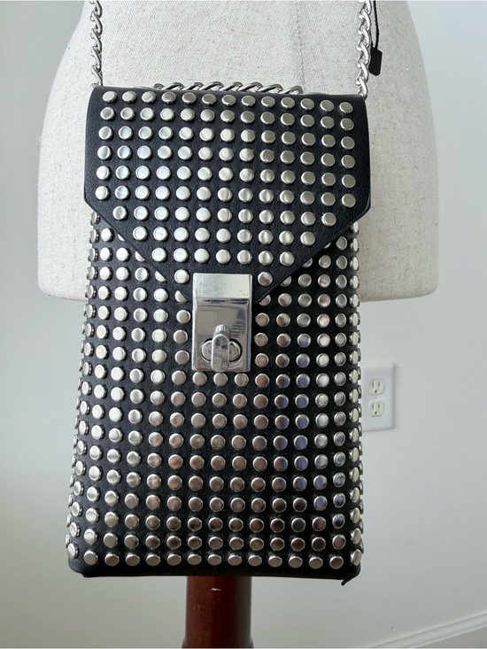 stradivarius Handbags - Stradivarius Black Studded Mini Crossbody Bag with Chain